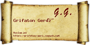 Grifaton Gerő névjegykártya